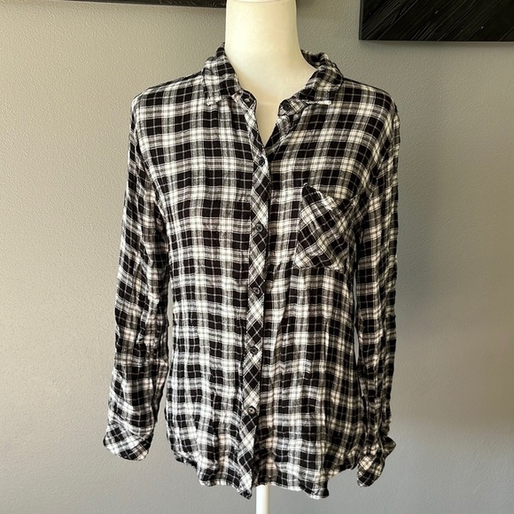 Rails Black and White Flannel Button Down Shirt - Picture 1 of 8
